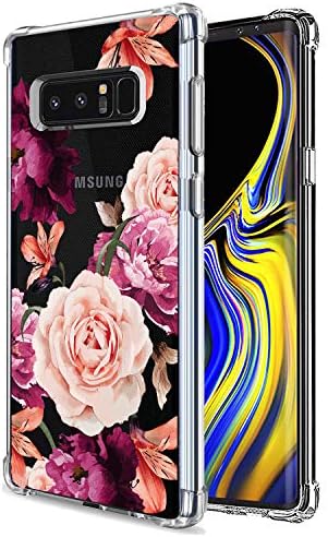 Galaxy Note 8 Калъф за Жени Прозрачен с Красиви цветя Дизайн устойчив на удари Защитен Калъф за Samsung Galaxy Note 8