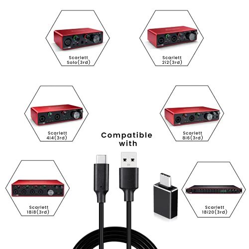 кабел weishan USB C за Аудиоинтерфейса Focusrite Scartlett