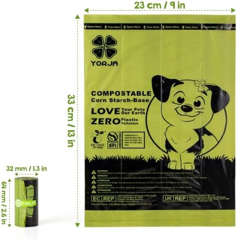Компостируемые торбички за кучешки какашек YORJA, с 20% по-дебела и по-твърда 360 Торби за отпадъци на домашни