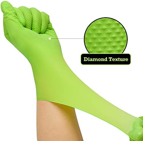 Промишлени нитриловые ръкавици TITANflex Thor Grip ултра силна зелен цвят, с издигната от диамантената шарка, 8 мил., Без