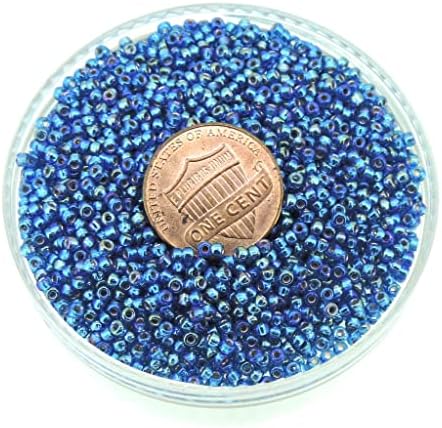 Capri Blue AB СЪС сребърна подплата Миюки Японски през цялата рокайль стъклени мъниста 11/0 Около 24 грама 5 инча тръба