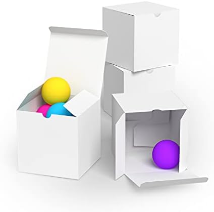 подаръчни кутии maglina Premium 32 БР Подарък кутии от крафт-хартия с размер 4 x 4 x 4 инча, Лесно Събирани (Бял)...