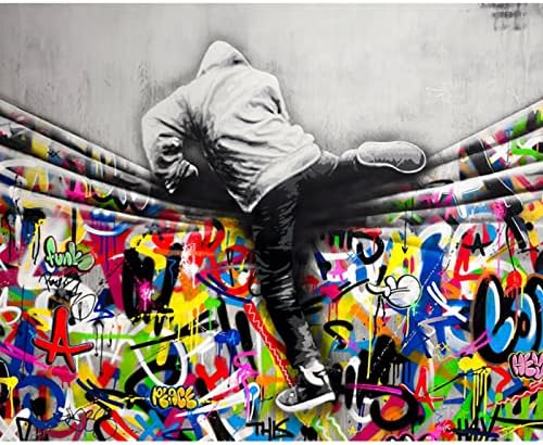 Боята по Номера за възрастни, направи си сам, Стенно изкуство, в стил Графити Banksy, Teen Перешагивание Чрез Цветна