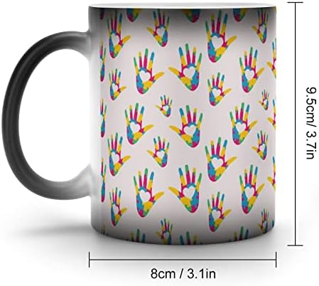 Пъзел във формата на ръцете в Деня на Аутизъм С Творчески Обесцвечиванием, Керамични Чашата за Кафе, Имам Температура,