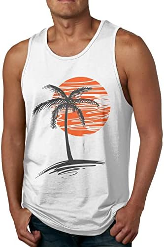 Мъжки Хавайска Риза с Палма, Тропически Плаж, Реколта Майк в Ретро Стил, Плажна Риза, Риза Без Ръкави За Фитнес