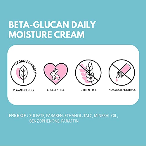 IUNIK Beta Glucan Daily Moisture Cream 2,02 Течни унции - Регенериращ крем за интензивно овлажняване на кожата + Натурален