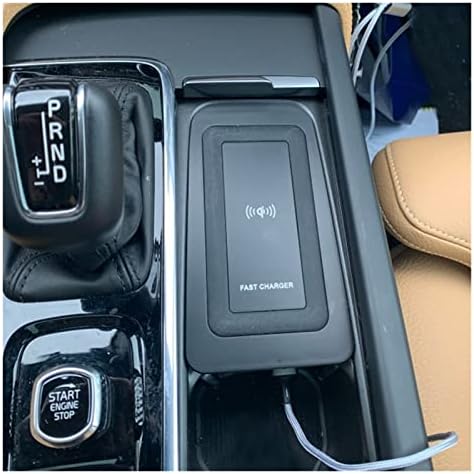 Автомобилното безжично зарядно устройство QI мощност 10 W, Зарядно за телефон, стойка за зареждане, Съвместим с Volvo XC90 S90 V90 XC60, S60, V60 C60 2018 2019 2020 2021 за iPhone Цвят: черен, разм
