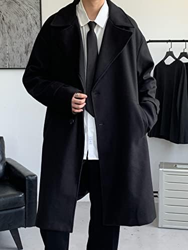 Якета OSHHO за Жените - Мъжко палто с яка-лацканом, ниски рамо и колан (Цвят: черен Размер: Голям)