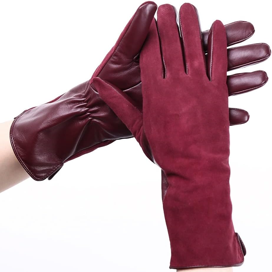 n/a Топли Зимни ръкавици на допир, Дамски Кожени ръкавици, Дълги дамски ръкавици (Цвят: D, Размер: 7)