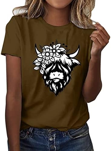 Дамски Летни Блузи, Забавна Сладка Тениска С Изображение на Пастушки Планински Говеда, Тениска С изображение