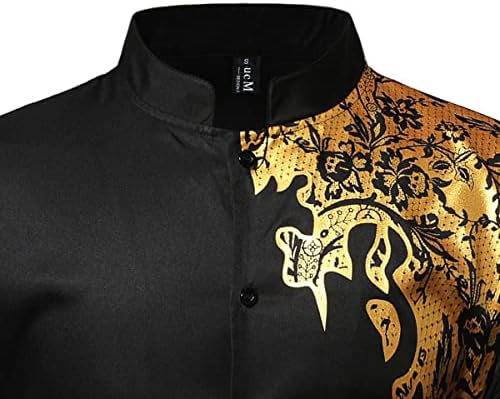 Мъжки дрехи LucMatton от 2 теми, Риза с дълъг ръкав и черни копчета, Традиционните Етнически Костюм