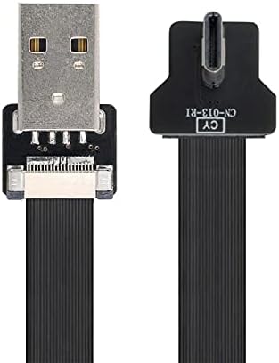 NFHK Правоъгълен конектор USB 2.0 Type-A към конектора USB-C Type-C за пренос на данни Плосък Тънък Гъвкав кабел за FPV,