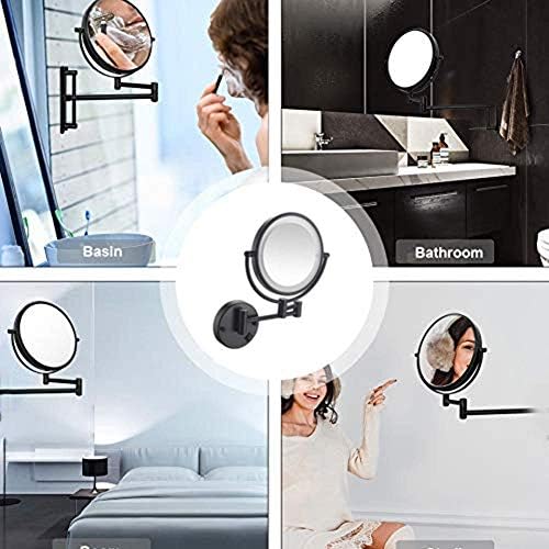 8-Инчов стенно огледало за грим с led подсветка с увеличение, Двустранно Управляемият Тоалетен огледало за баня, въртящи се