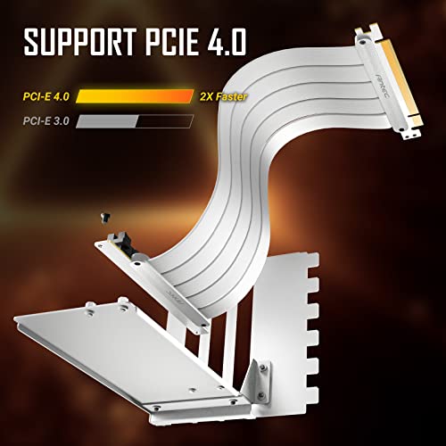 Antec Бял кабел PCIE 4.0, GPU PCIE Бял кабел за свързване, PCIE 4.0 16x Високоскоростен кабел за свързване с 90-градусным