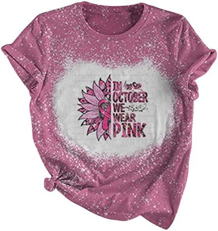 NaRHbrg През октомври ще Носят Розови Ризи, Дамски Избелени Тениски На Хелоуин, Сладки Тениски с графичен Дизайн, Есенни Блузи