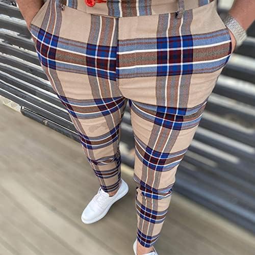 DIYAGO Тесни Панталони Мъжки Модни Дизайнерски Ежедневни Панталони в Карирани и Шарени, Стилни Реколта Панталон-молив, Офис