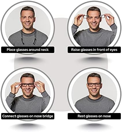Магнитни очила за четене Clic, Компютърни Ридеры, Сменяеми лещи, Регулируеми лък тел, Оригинални, (Червен, Увеличаване