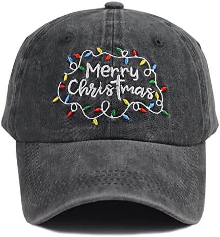 Весела Коледа бейзболна шапка за Жени И Мъже, Регулируем Промытая Бродирани Реколта Класически Памучен Шапка
