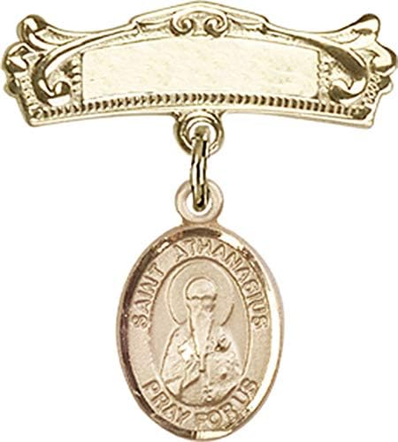Детски икона Jewels Мания с надпис St . Амулет Атанас и Извити Полиран Жени за Иконата | Детски иконата със златен пълнеж и изображение