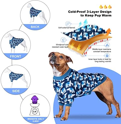 Пижами за големи кучета LovinPet - Зимно Топло Облекло за малки кучета, Дрехи от Приятна за кожата Фланелен