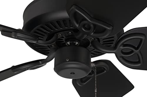 Вентилатор на тавана Craftmade 30 Piccolo PI30FB5, изчислен на влажността на закрито/открито, с плоска черна тапицерия