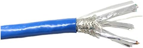 МИКРОРАЗЪЕМЫ 250 Фута Кабел CAT 7 Solid & Shielded (S/ FTP) CMR Странично-Номинална Оптичен Ethernet-кабел с 10 Универсални Экранированными rj-45 жак - син
