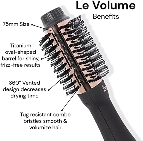 Сешоар за коса L ' ANGE HAIR Le Volume 2-в-1 с титанов четка с черен цвят | Единната четка за сушене с горещ въздух