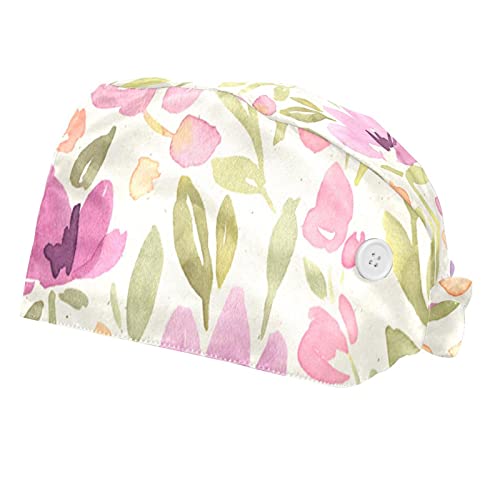 Niaocpwy 2 опаковки, Эстетичные Розови Работни шапки с цветя модел и тренировъчната лента за Жени и мъже, Шапчица-Тюрбан