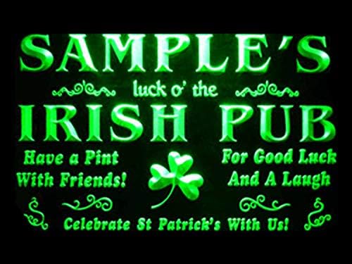 Името на Персонални Табела с неонови осветена светлина Късмет o' The Irish Pub St patrick ' s Зелен цвят 24x16 инча st4s64-qv-tm-g