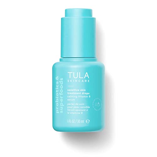 Капки за грижа за чувствителна кожа TULA Skin Care | Първата успокояващ серум с витамин В, успокоява и Намалява дразнене,