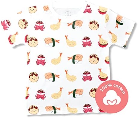 Тениска с къс ръкав от Органичен памук The Wee Bean за Малки Момчета/Момичета/Унисекс - Sushi Japan Izakaya Темпура