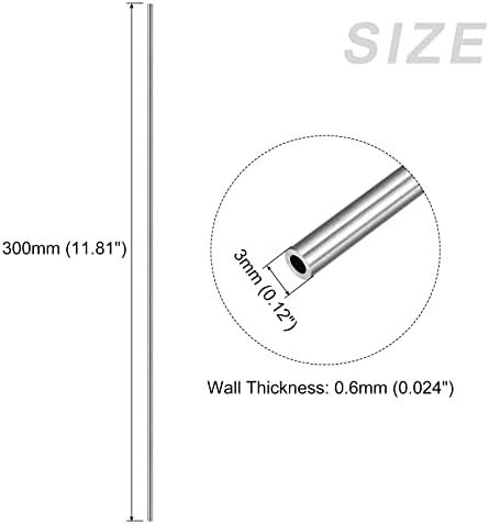 Тръба от неръждаема стомана METALLIXITY 304 (3 mm OD x 0,6 мм T x 300 mm L), Пряка Тръба за Декорация на дома, Оборудване