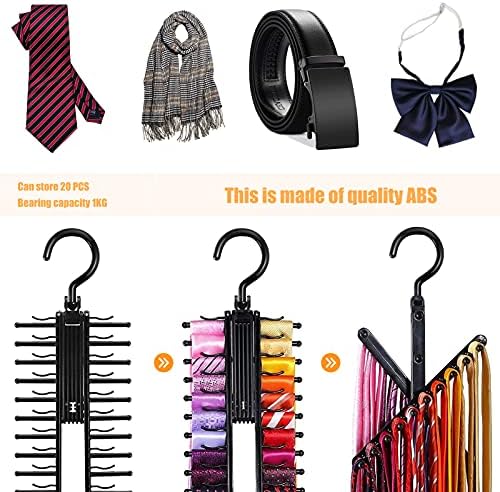 Черна закачалка за вратовръзки ORIJOYNA, X Подвесная, въртяща се на 360 ° за отваряне /затваряне на закачалки за вратовръзки