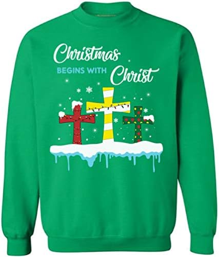 Коледен Пуловер с Исус в Неудобен Стилове Християнска Религиозна Коледна hoody - Happy