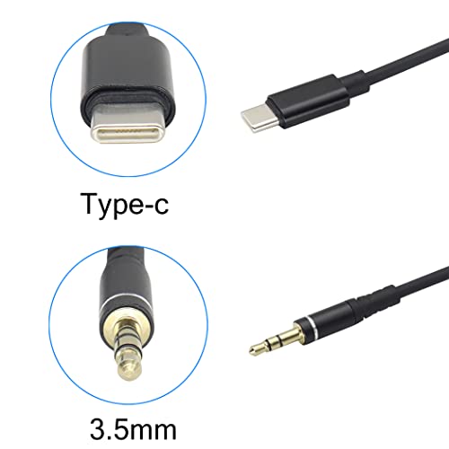 HCFeng USB C до 3.5 мм Aux Кабел Спирален Кабел Type C до 3,5 мм Жак за слушалки и Автомобилни Стерео Аудио Кабел, който