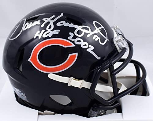 Високоскоростен мини-каска Дан Хамптън на Чикаго Беарз с автограф w/HOF - Prova * Сребристи мини-каски NFL с автограф