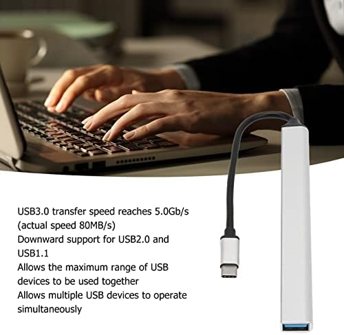 plplaaoo C USB Концентратор, USB Концентратор, USB Адаптер, USB C 3,0 Хъб От Алуминиева Сплав 7 Пристанища На 5.0 gbps