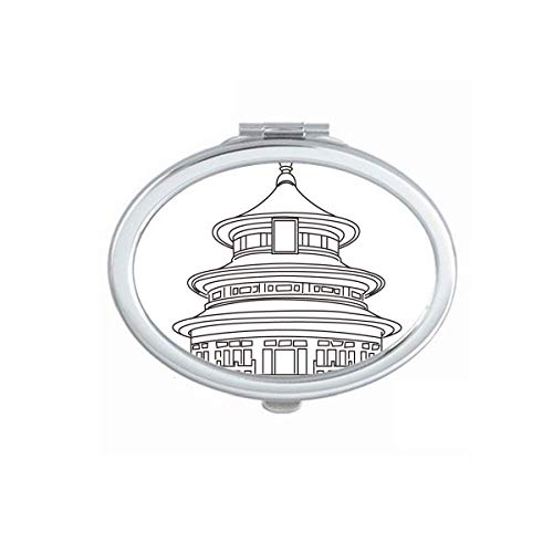 Китайска Архитектура На Храма На Небето Модел Огледало Портативен Сгъваем Ръчен Грим Двойни Странични Очила