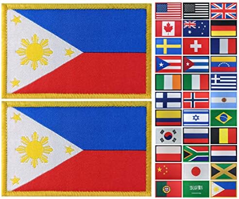 JBCD 2 Опаковки Нашивка с Флага на Филипините, Филипините Знамена, Тактическа Нашивка, Нашивка с Флага на Гордост за Дрехи,