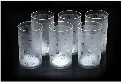 Набор от небьющихся Многоцелеви Прозрачни чаши за вода/Сок от Диамантения пластмаса Kitchenwell 6 бр. (250 МЛ, прозрачни)