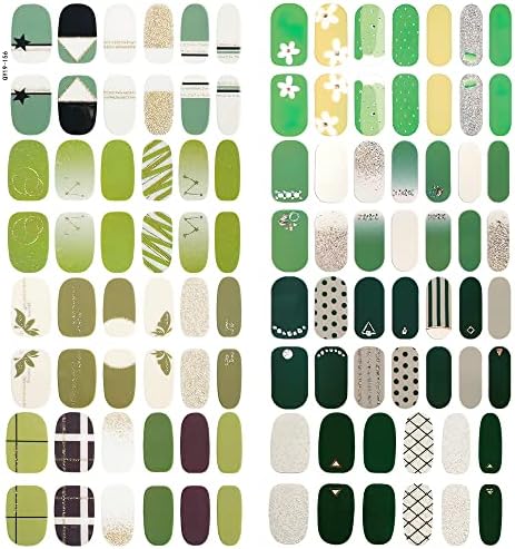 Етикети за дизайн на ноктите Sun & Beam, Етикети за пълен Потребителите за жени и Момичета, с Творчески 3D Дизайн, Самозалепващи Блестящи Ленти за Лак, 8 листа (# 6-Зелен)