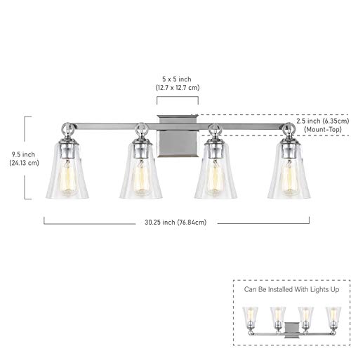 Лампа за баня Feiss VS24704CH Monterro Стъклена Стена, Хром, 4-ма Клиенти (30 W x 10) И 300 W