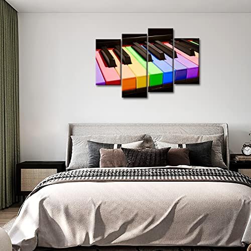 So Crazy Art - Пиано Стенен Арт Декор на Цветни Клавиша на Пианото Платно Картини, Произведения на изкуството 4 Панела