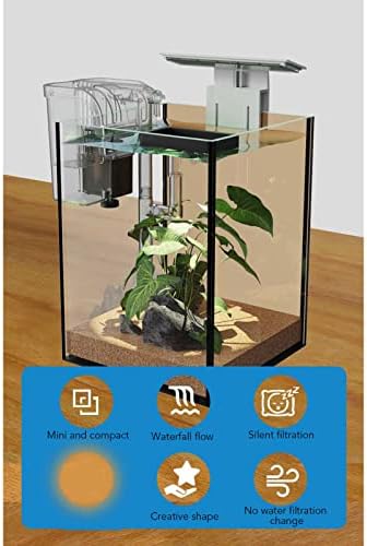 Стъклена аквариумный набор, мини нисък шум Компактен настолен мини-аквариум с рибки, десктоп украса за плотове