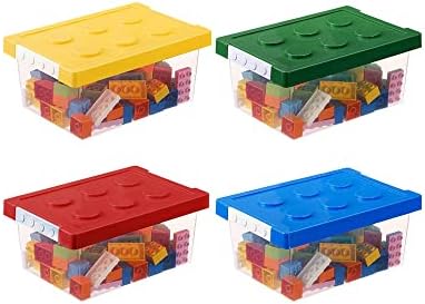 Пластмасови Контейнери-Организаторите за съхранение на Momo's House Кутия с капак във формата на тухли - Комплект от