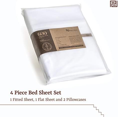 Сатиновые кърпи Peru Pima 600, с възможност за регулиране на броя нишки и температура - pima памук Pima - Много меки и лъскави чаршафи - Бял плътен цвят - Размер King Size - Комплект ?