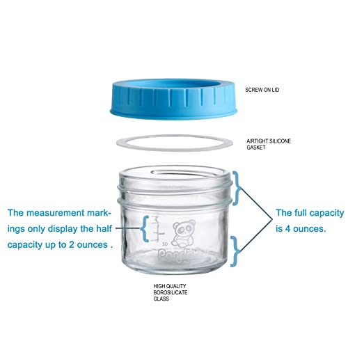PandaEar (12 пакети) Стъклени Буркани за съхранение на детска храна | 4 унции за Многократна употреба Малки Съдове