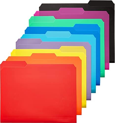 KTRIO 9 Опаковки Пластмасови Папки с файлове Цветни Папки - 9 Различни цветове, Папка за файлове с Размер на буквата, Папки за Поли-файлове, Тежкотоварни Папка с раздели