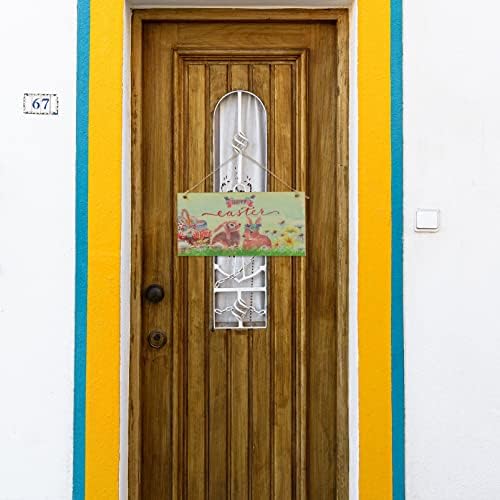 ABOOFAN Великден Дървен Окачен Знак за Декорация на Великденски Заек Врата Знак Знак за Пролетното Начало