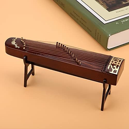 SEASD Миниатюрна Дървена Китайска Цитра Музикален Инструмент Модел Дисплей Мини Бижута Занаят Начало Декор